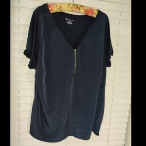 Lane Bryant blue zip front blouse